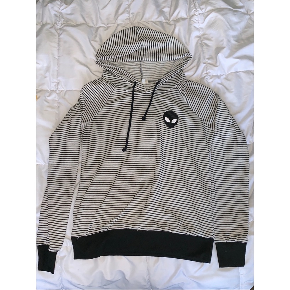 Alien Hoodie White and Black